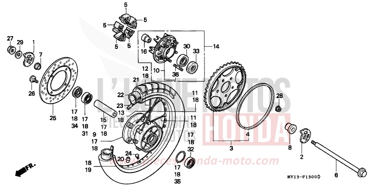 ROUE ARRIERE de Africa Twin 750 NOIR (NH1) 2000